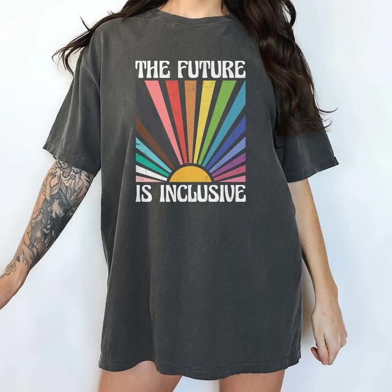 The Future is Inclusive Shirt Vintage, Retro Rainbow Pride Tee, Trans Rights Top, LGBTQ Gift, Progress Pride Shirt,...