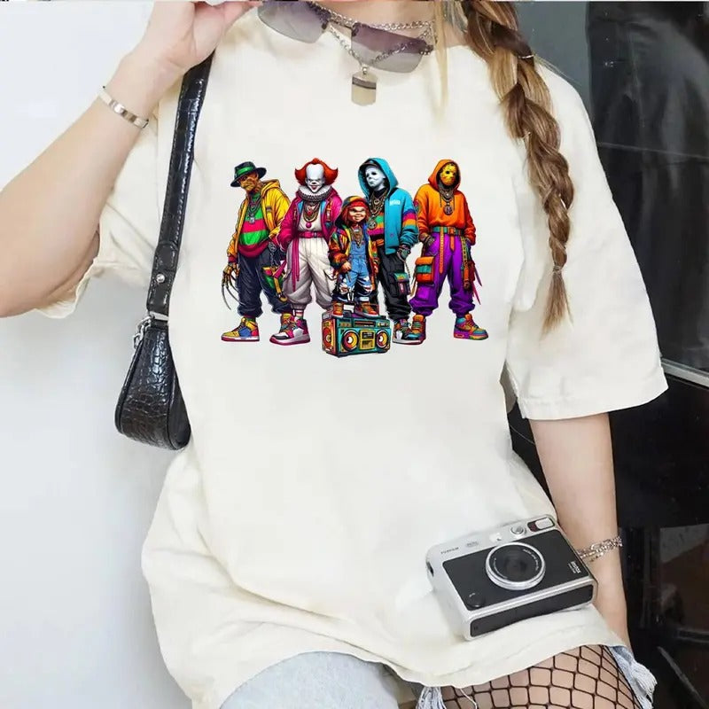 The Gang Shirt Halloween Characters, Chucky, Pennywise, Michael Myers, Freddy Krueger, Jason Voorhees Shirt Spooky Season...