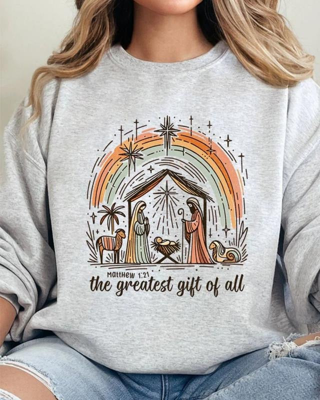 The Greatest Gift Of All Unisex NuBlend Crew Sweatshirt CHRISTMAS SWEATSHIRT JESUS Shirt Hoodie | PrintMintTees.com