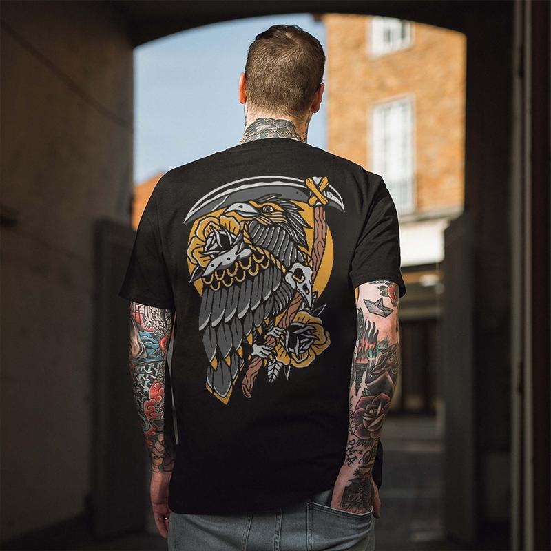 The Grim Reaper Eagle Print Men's T-shirt - Naughty Clothes Men Hoodie Sweatshirt | PrintMintTees.com