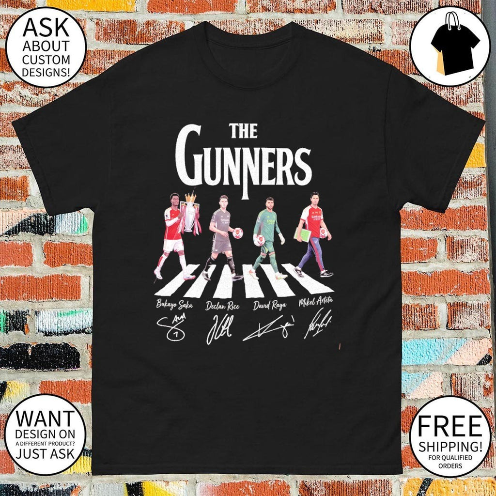The Gunners Arsenal FC Bukayo Saka Declan Rice Mikel Arteta David Raya Abbey Road signature shirt