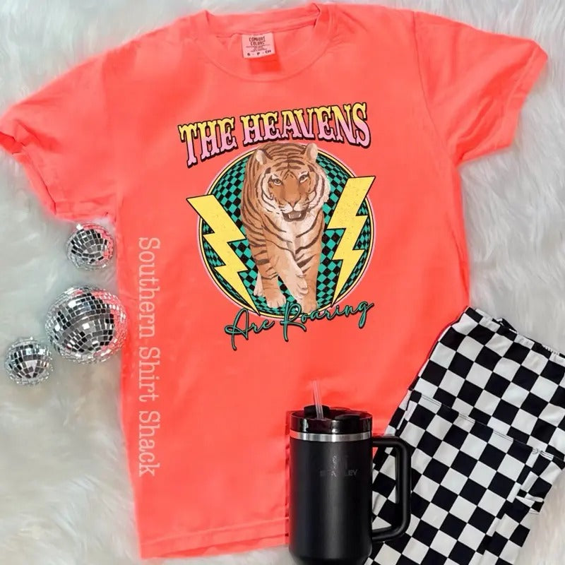 The Heavens are Roaring | Christian Faith | neon orange comfort colors t shirt Hoodie Sweatshirt | PrintMintTees.com