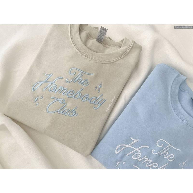 The Homebody Club Embroidered Sweater, Hoodie, Tee Shirt - Embroidery Soft Introvert Sweatshirt - Gift for Him