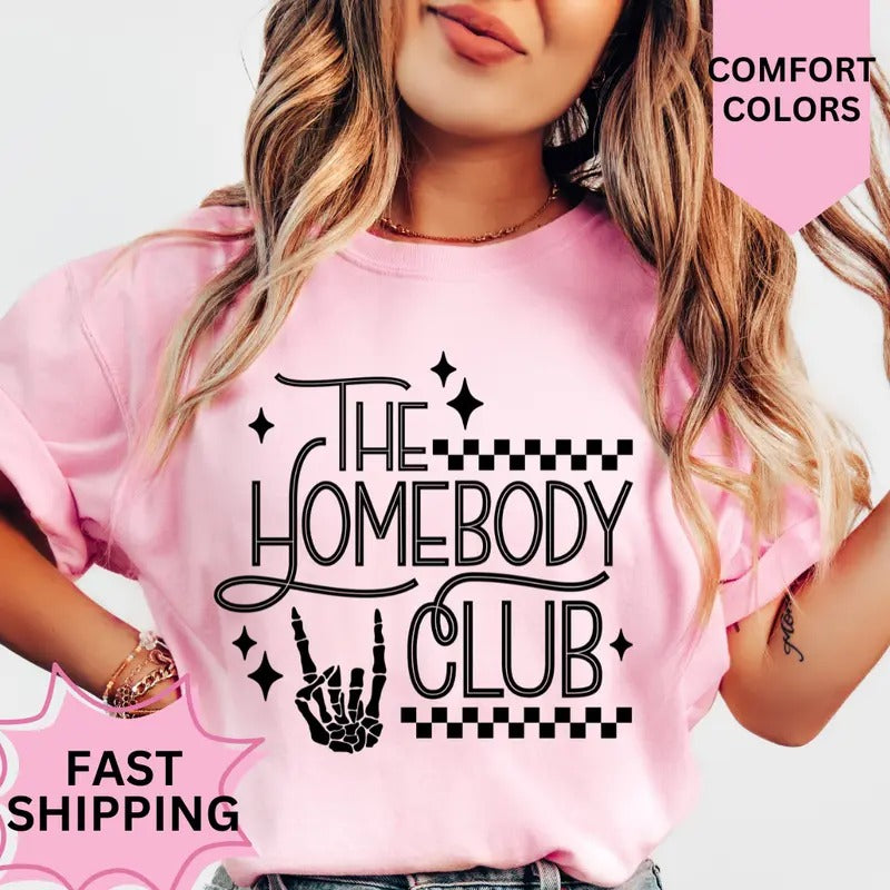 The Homebody Club Shirt, Comfort Colors, Christmas Coquette Shirt, Women's Holiday Tee, Casual Comfy Graphic Hoodie...