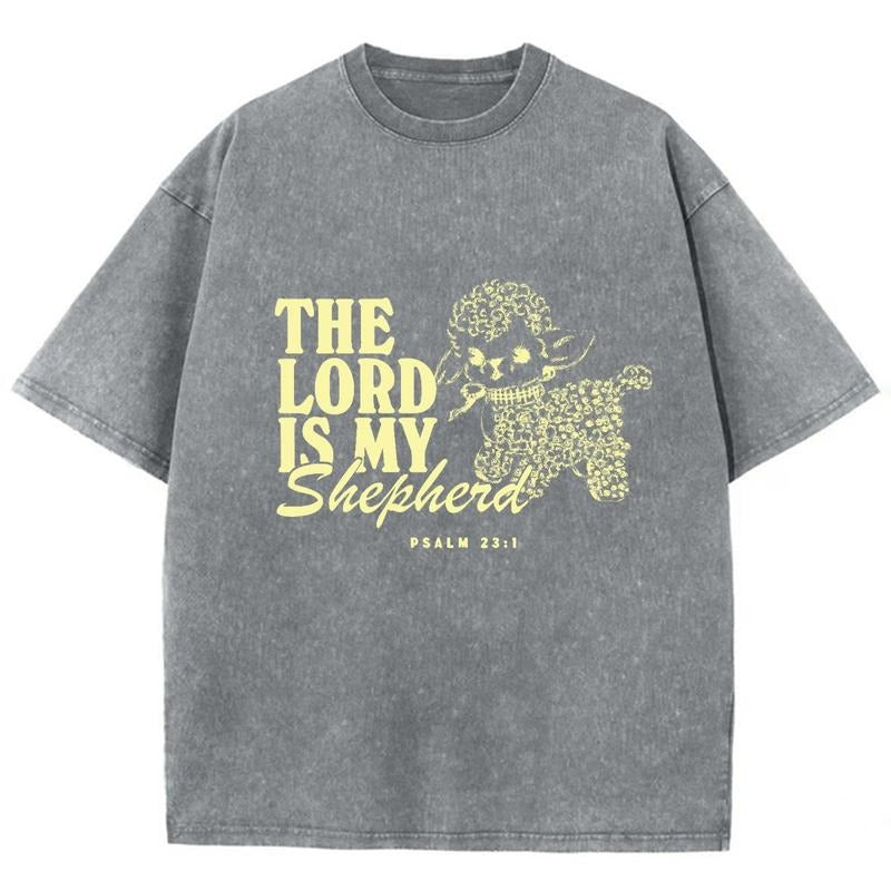 The Lord Is My Shepherd Unisex Washed T-Shirt, Christian Jesus  t shirts, Vintage 90s Graphic Tee Gift Cotton Top...