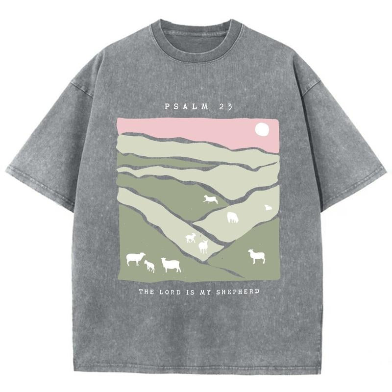 The Lord Is My Shepherd Unisex Washed T-Shirt, Christian t shirts, Christian Jesus  t shirts, Vintage 90s Graphic Tee...