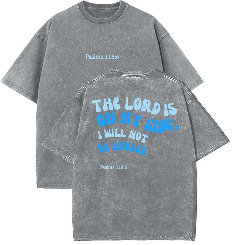 The Lord Is On My Side Unisex Washed T-Shirt, Christian Tshirts, Vintage 90s Graphic Tee, Gift Top Womenswear Cotton...