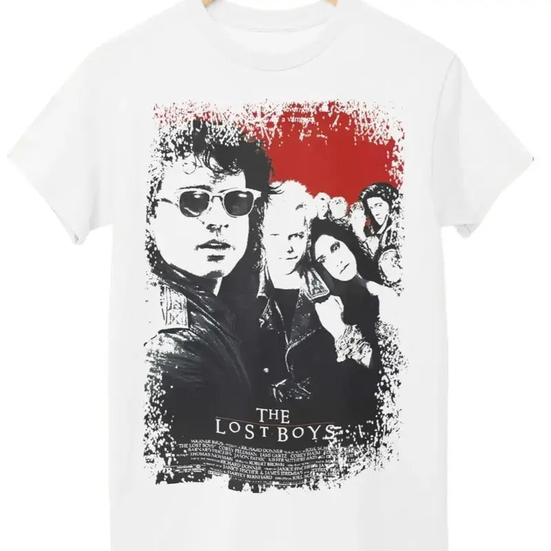 The Lost Boys Movie Poster Inspired Unisex White T-Shirt Cotton Hoodie Sweatshirt | PrintMintTees.com