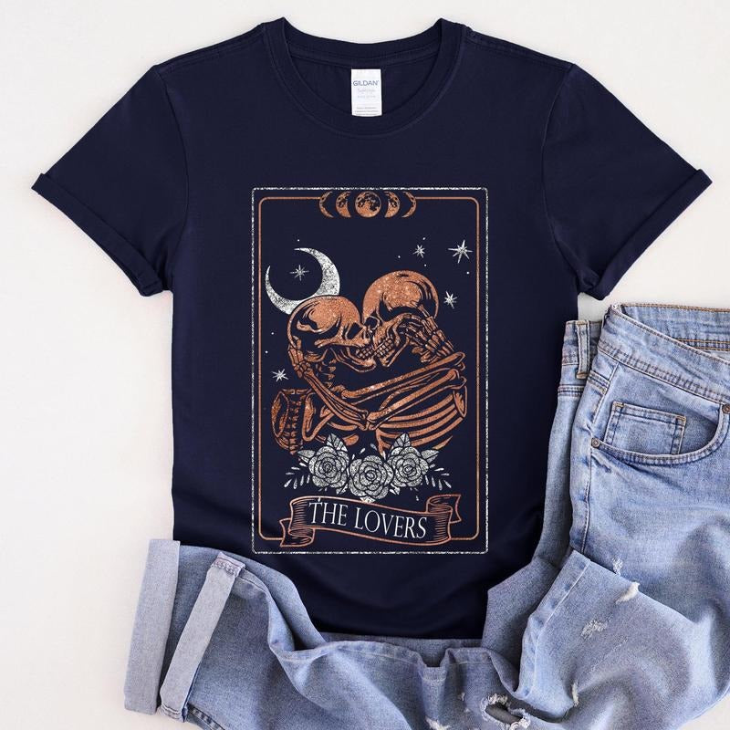 Lovers Tarot Moon Skeletons Mystical Magic Super Soft T-Shirts, Hoodie, Sweatshirt