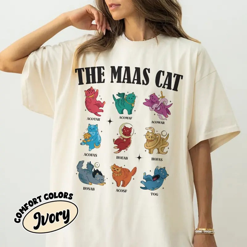 The Maas Cat Tee Shirt, The Maas Tour Shirt, Acotar T-Shirt, Bookish Cat Tee, Throne Of Glass Swestshirt, Acotar Velaris...