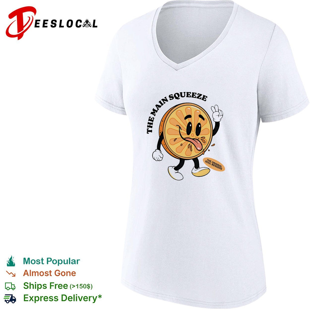 The Main Squeeze orange mascot shirt