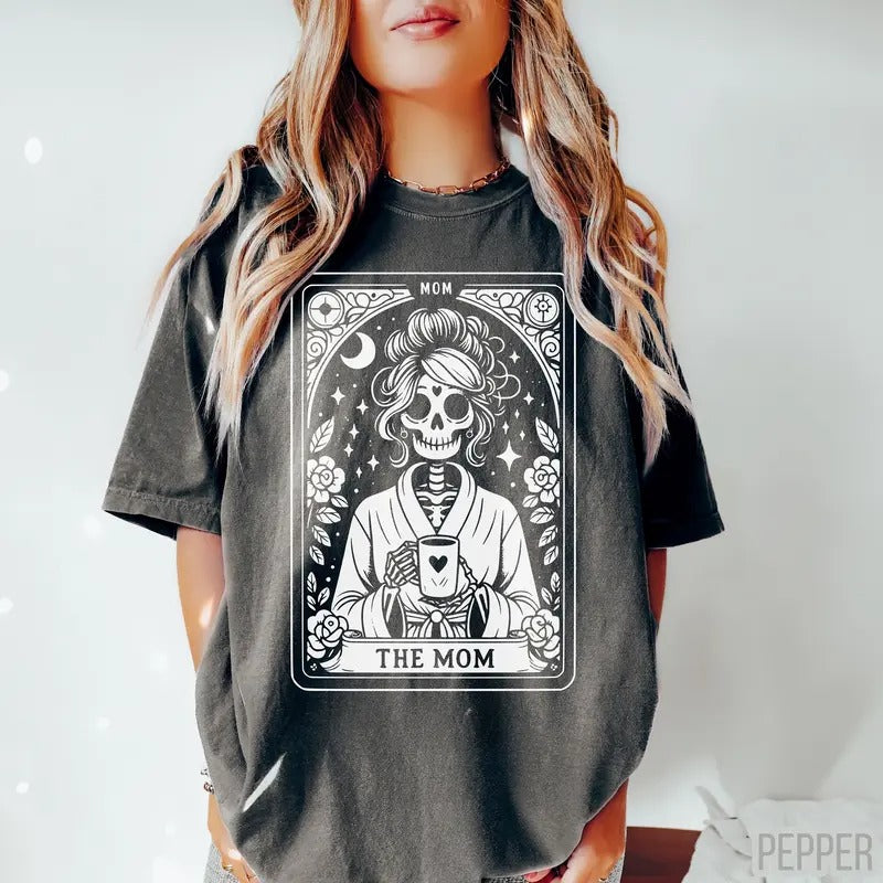 The Mom Tarot Card Shirt Vintage Skeleton Mom Shirt Unisex Tarot Card Shirt Cute Coffee Lovers Shirt Tarot Lovers Gift...