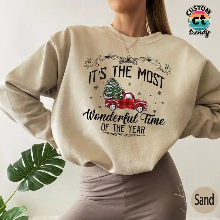 The MostWonderful Time of The Year Sweatshirt,Merry Sweatshirt,Christmas ,Cute Xmas Tree T Sweatshirt,Christmas...