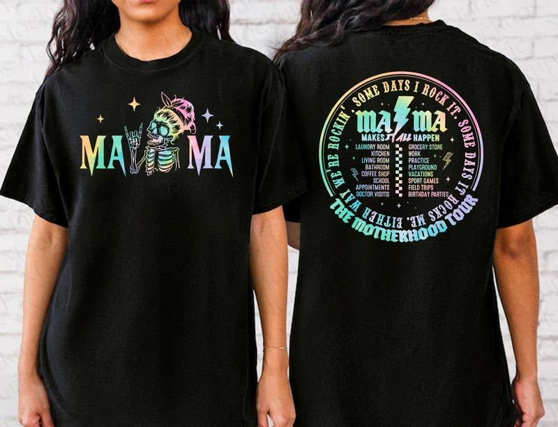 The Motherhood Tour Shirt, Some Days I Rock It Shirt, Mama lighting bold Shirt, Rock and roll, Motherhood world tour,...