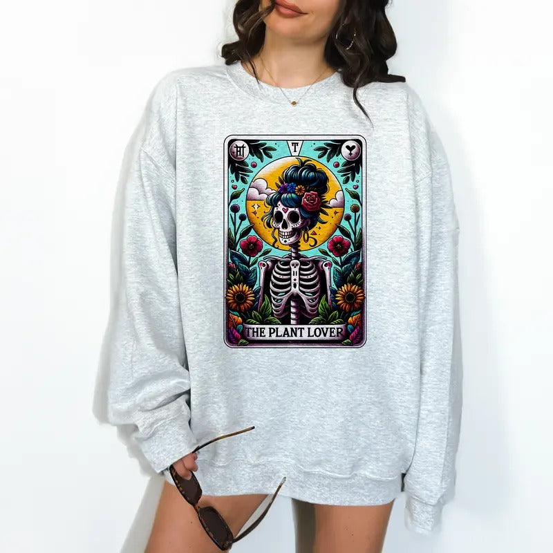 The Plant Lover Tarot- Unisex Crewneck Sweatshirt - Print is Sublimation, Christmas Crewneck, Gift Idea, Relaxed Fit,...