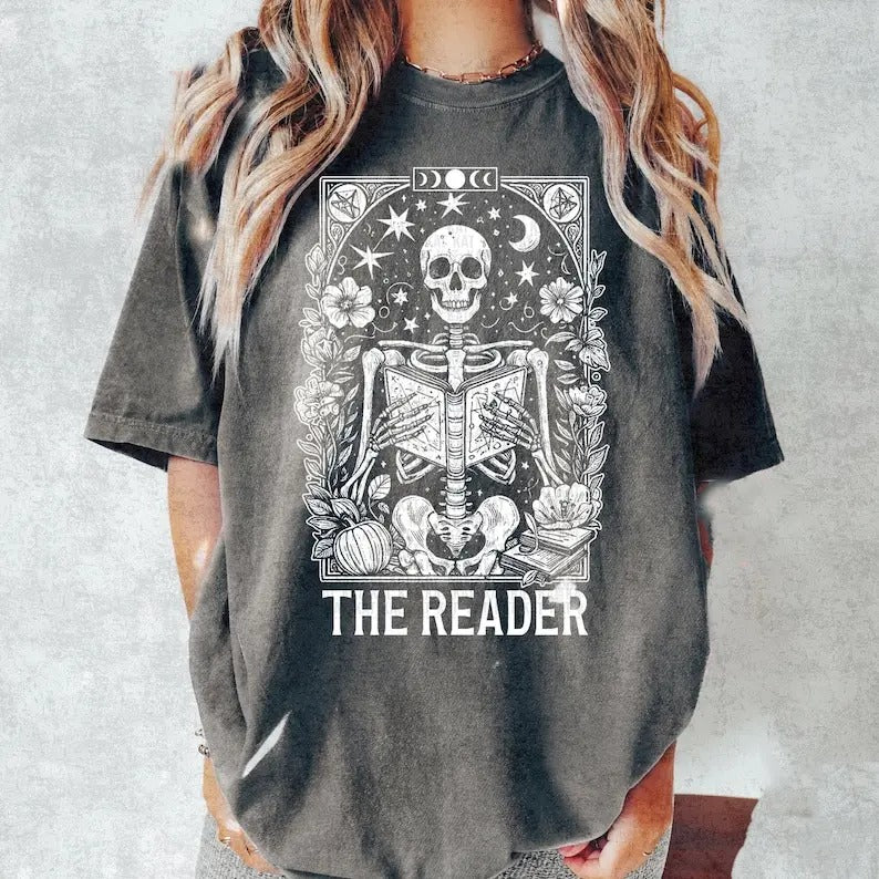 Reader Tarot Card Shirt Skeleton Reading Shirt Tarot Card Shirt Book Lover Bookish Tarot Lover Vintage Retro T-Shirts, Hoodie, Sweatshirt
