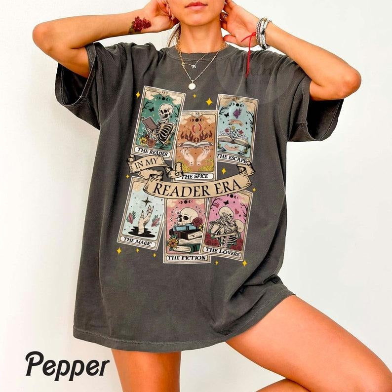Reader Tarot Card Skeleton Reading Shirt Tarot Card Shirt Book Lover Bookish Tarot Lover T-Shirts, Hoodie, Sweatshirt