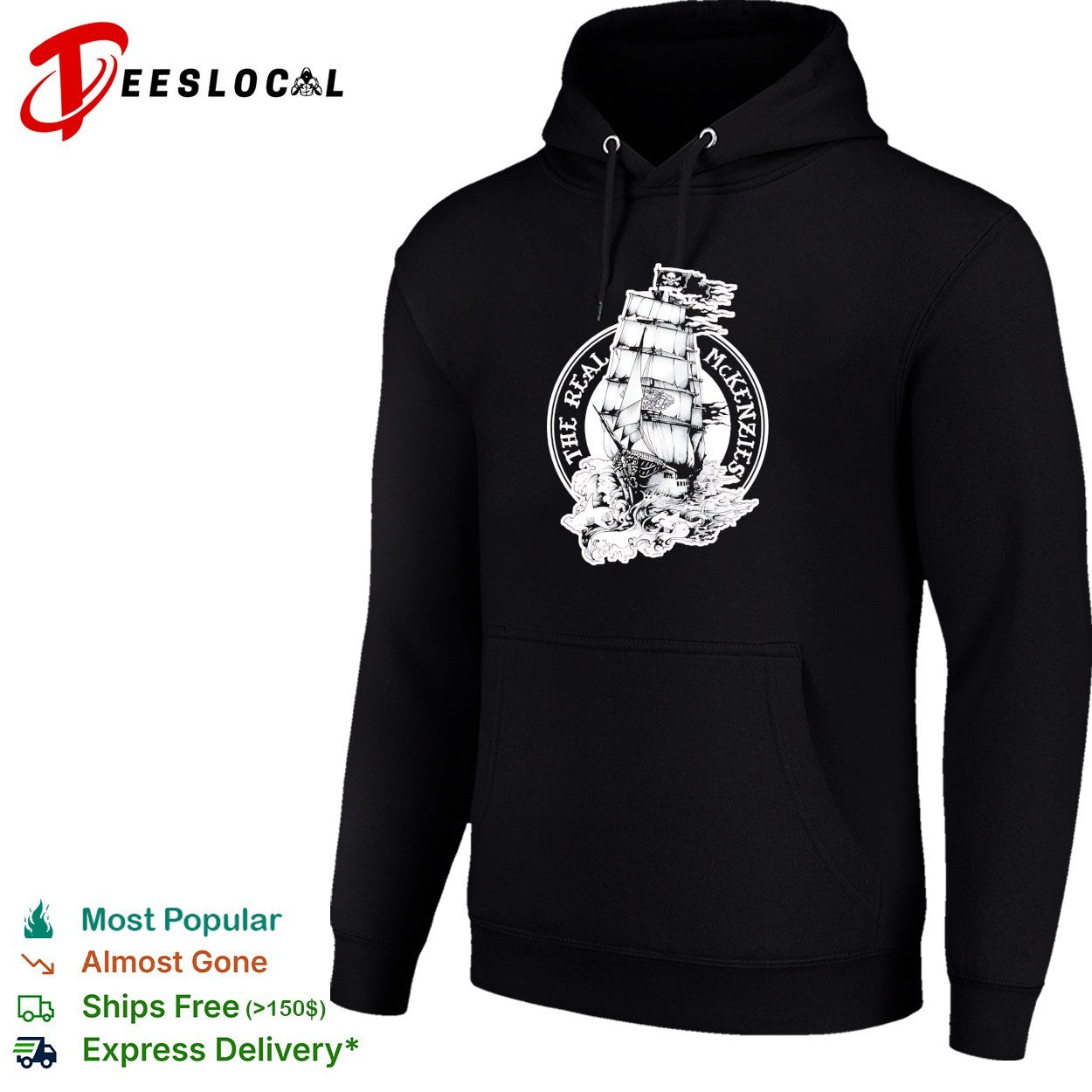 The Real Mckenzies pirate ship sailing shirt