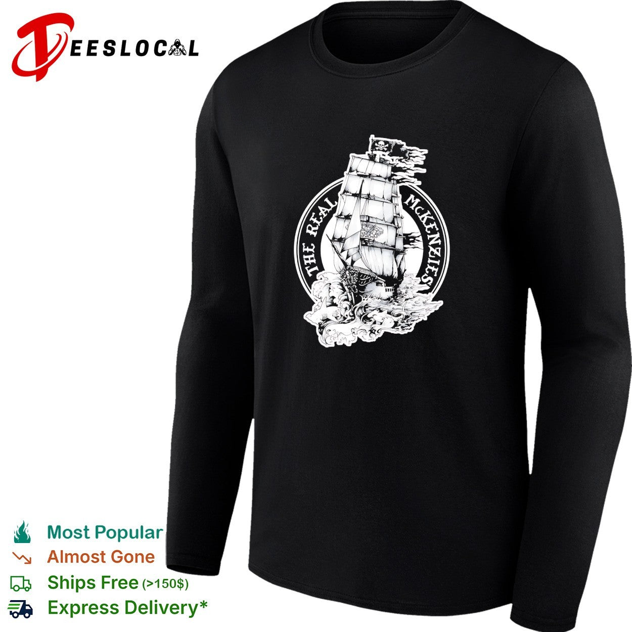 The Real Mckenzies pirate ship sailing shirt