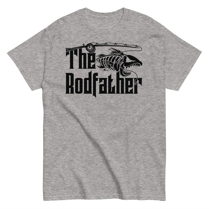 The Rodfather T-Shirt Gift For Fishing Dads Menswear Top Crewneck Tshirt Hoodie Sweatshirt | PrintMintTees.com