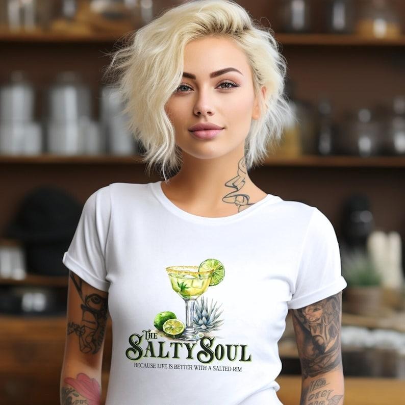 The Salty Soul Funny Margarita Lovers Fiesta Tee | Trendy Summer Drinking Tee | Cinco de Mayo Tequila Shirt Hoodie Sweatshirt