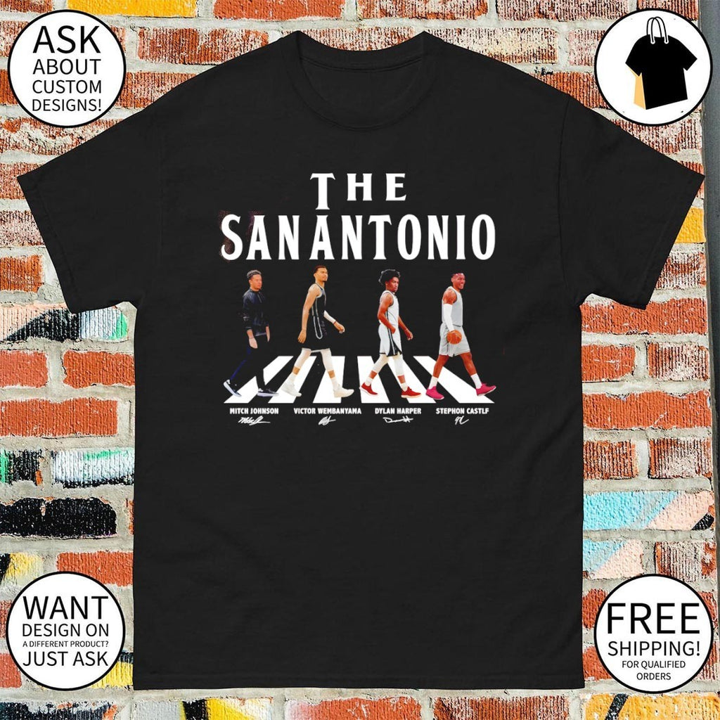 The San Antonio Walking Signatures Wembanyama Castle Harper shirt