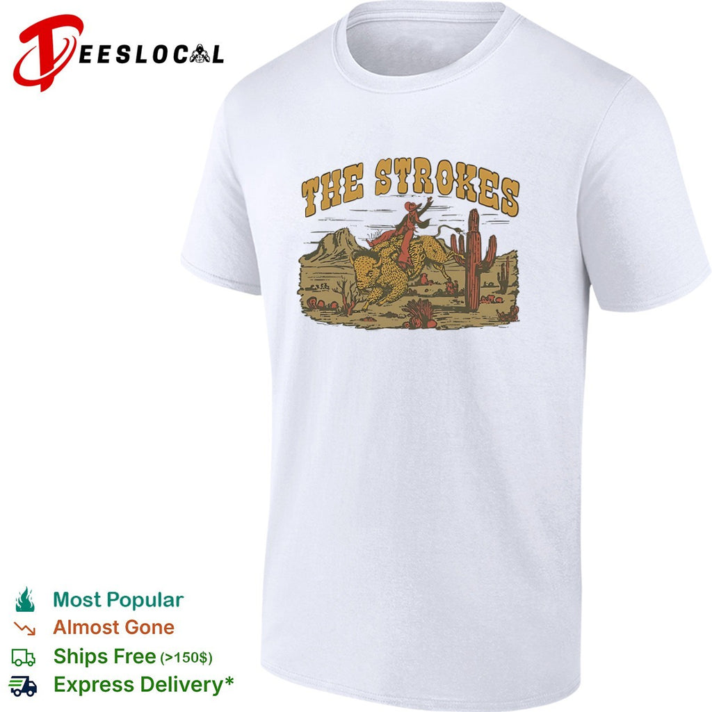 The Strokes cowboy riding buffalo desert shirt