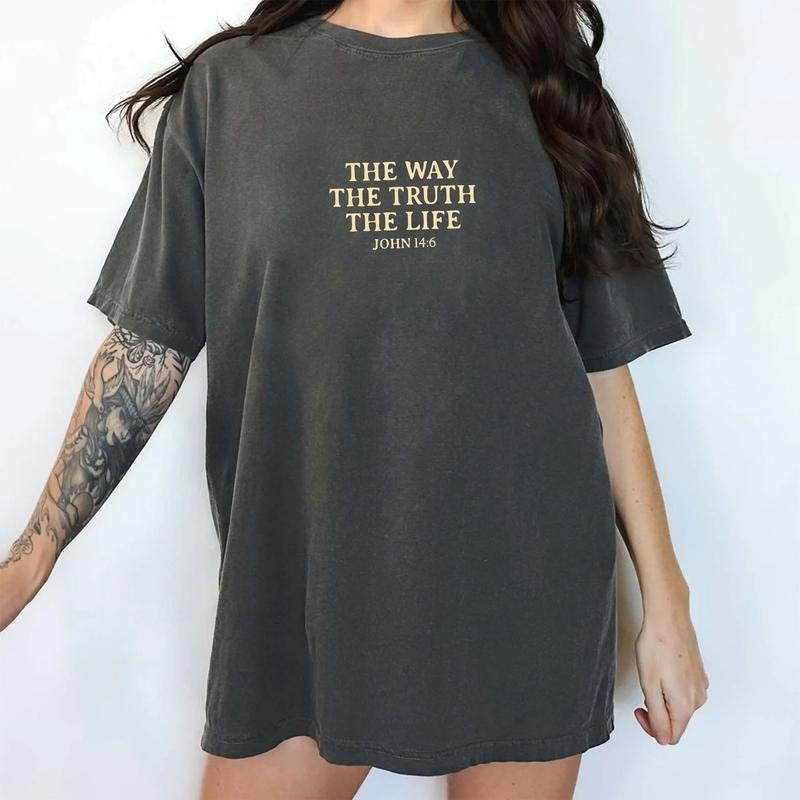 The Way The Truth The Life Shirt Comfort Colors, Christian T-shirts for Women, Bible Verse Tees, Thanksgiving Gift Ideas...