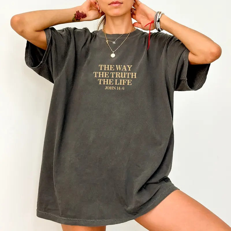 The Way The Truth The Life Shirt Comfort Colors, Spiritual Christian Women Tee, Religious Crewneck, Bible Verse Apparel,...
