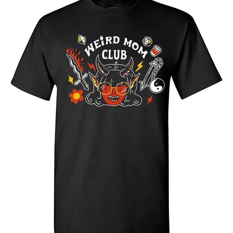 Weird Mom Club Demon Hellfire Gaming Girl Black Shirt T-Shirts, Hoodie, Sweatshirt