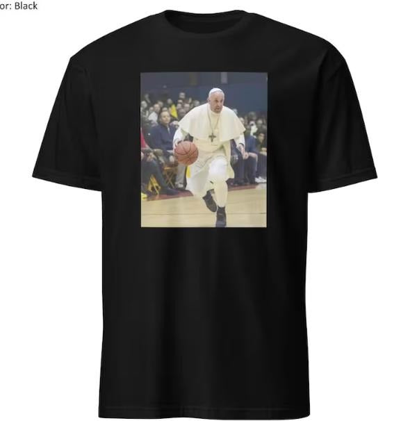 The pope basketbal tshirt, offensive dark humor, pope fracis basketballing dribbling Hoodie Sweatshirt | PrintMintTees.com
