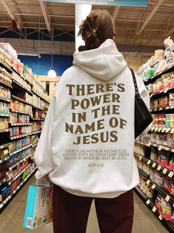 There's Power In The Name Of Jesus Shirt, Acts 4:12 Hoodie, Motivational Bible Verse Apparel Cotton Tops Menswear...