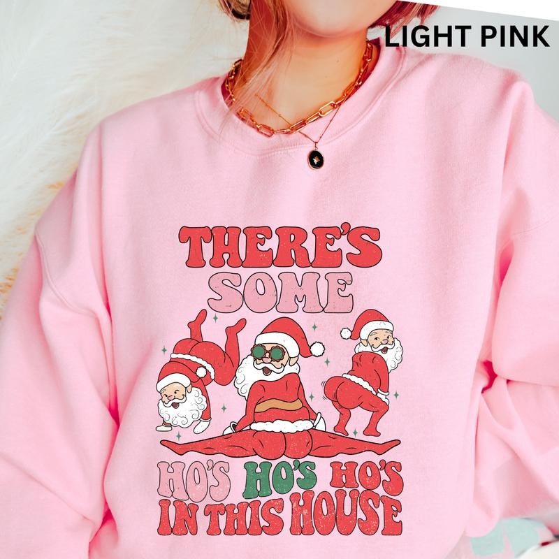 There's Some Ho Ho Ho's in this house Sweatshirt Sleeve Casual Cotton Polyester Oversized sweatshirt