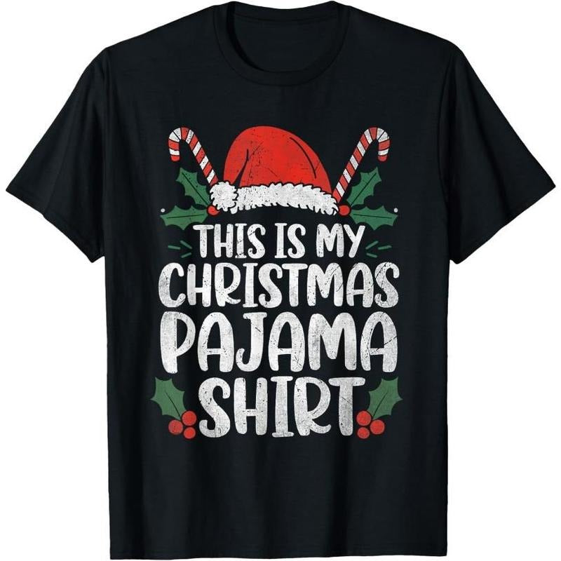 This Is My Christmas Pajama Shirt Funny Xmas Pajama Outfit T-Shirt Made in USA Hoodie Sweatshirt | PrintMintTees.com