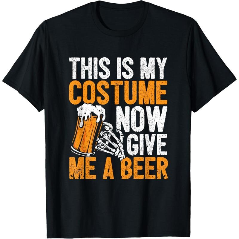 This Is My Costume Now Give Me A Beer Halloween Skeleton T-Shirt  made in us Hoodie Sweatshirt | PrintMintTees.com