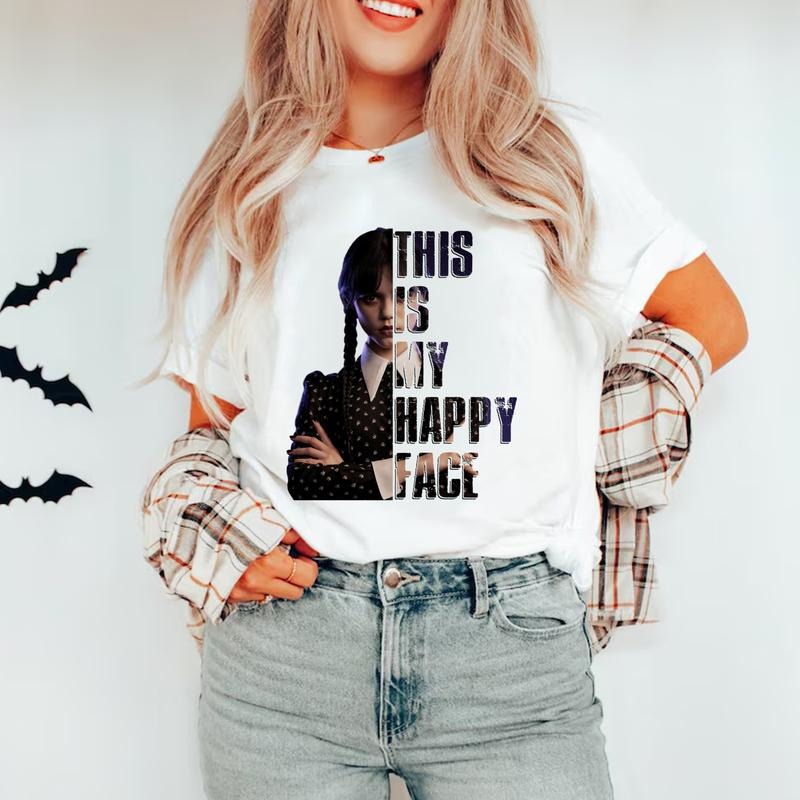 This Is My Happy Face Shirt, Wednesday Season 2Movie Shirt, Halloween SweatShirt Hoodie | PrintMintTees.com