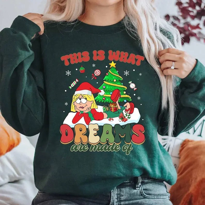 This Is What Dreams Are Made Of Lizze Mcguire Christmas Sweatshirt, Cartoon Lizzie McGuire Sweatshirt, Merry And Bright ,...
