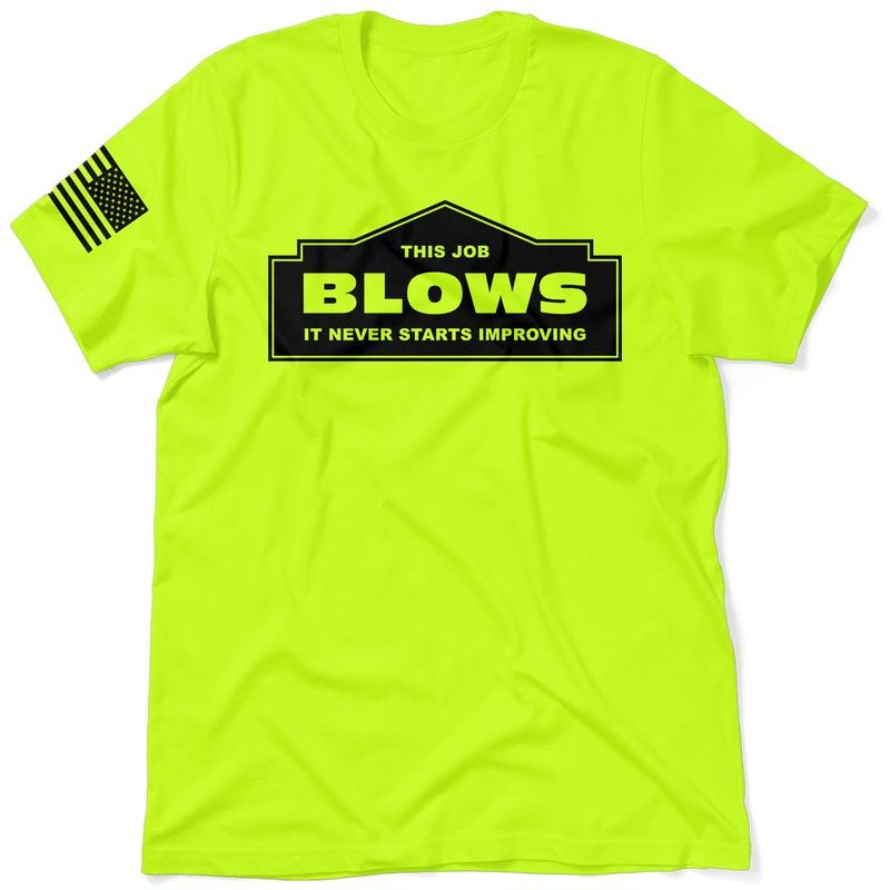 This Job Blows - Hi Visibility Safety Yellow Work T-Shirt Jersey Menswear Top Sleeve T-Shirt Cotton | Graphic Tees...