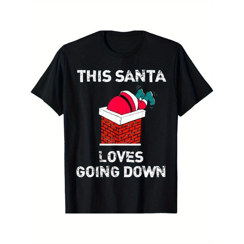 "This Santa Loves Going Down" Funny Christmas Short Sleeve T-Shirt made in usa Hoodie Sweatshirt | PrintMintTees.com