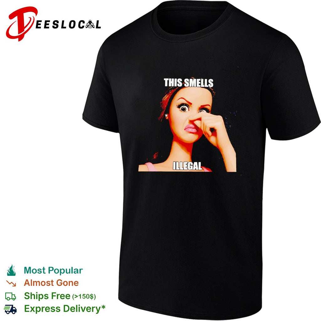 This smells illegal woman pinching nose shirt
