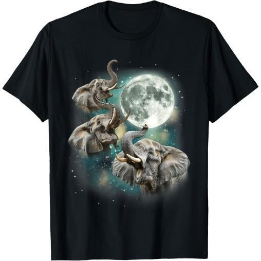 Three Elephant Moon | Funny 3 Elephants Howling Parody Meme T-Shirt Made in USA Hoodie Sweatshirt | PrintMintTees.com