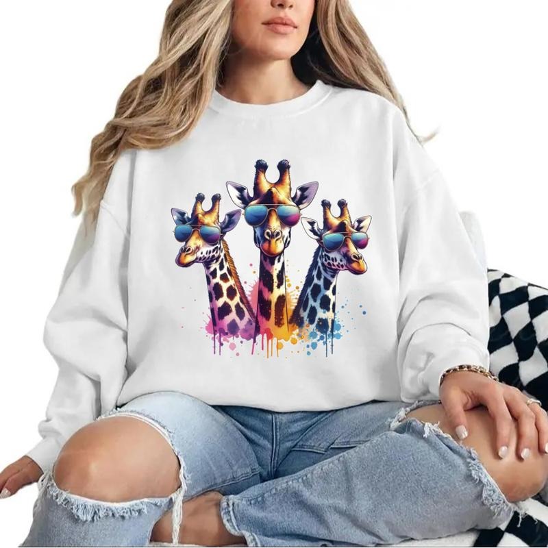 Three Giraffes Sweatshirt Funny Giraffe Safari Animals Colorful T-Shirt Unisex Hoodie | PrintMintTees.com