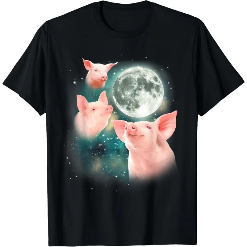 Three Pig Moon | 3 Miniature Pigs Howling Swine Weird Piggy T-Shirt made in usastyle{n002}2 Hoodie Sweatshirt