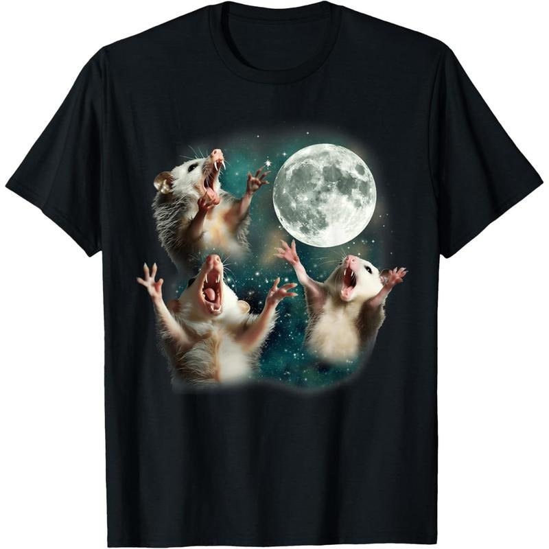 Three Possum Moon | 3 Opossum Funny Weird Cursed Meme T-Shirt made in usa Hoodie Sweatshirt | PrintMintTees.com