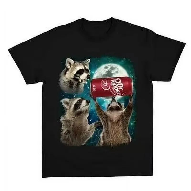 Three Raccoons Dr Pepper Vintage Graphic s, Retro Raccoon Moon Tshirt, Raccoon Lovers, Funny Raccon, Oversized Washed,...