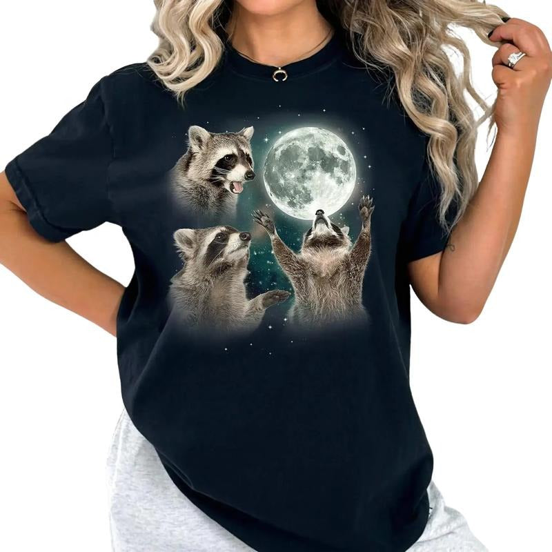 Three Raccoons Vintage Retro Raccoon Moon Raccoon Lovers Funny Raccoon Washed Raccoon Streetwear Summer Top Comfort Colors T-Shirts, Hoodie, Sweatshirt