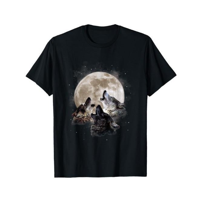 Three Wolves Howling at the Moon - Wolf Lover T-Shirt Made in USA Hoodie Sweatshirt | PrintMintTees.com