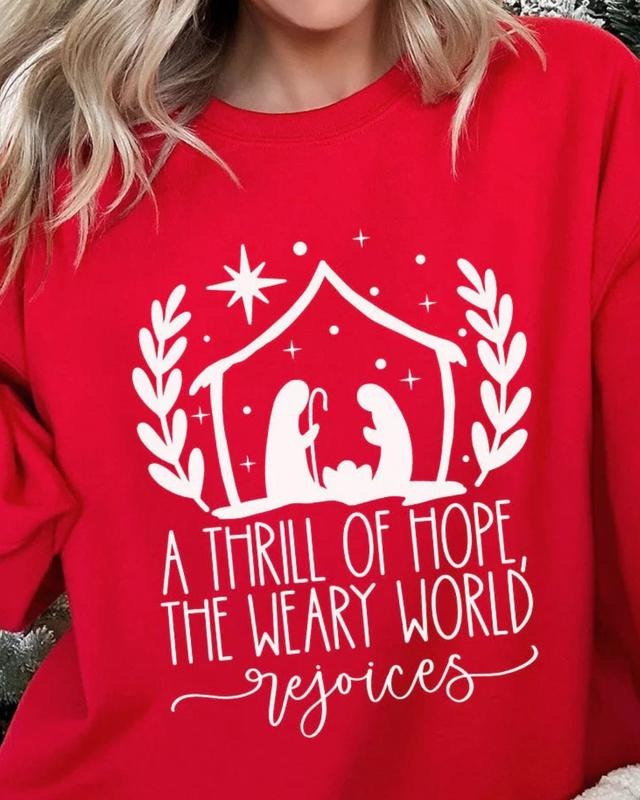 Thrill Of Hope Nativity Unisex NuBlend Crew Sweatshirt CHRISTMAS 2024 Shirt Hoodie | PrintMintTees.com