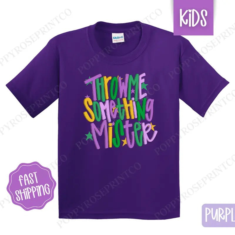 Throw Me Something Mister Kids Shirt - Mardi Gras Children's Tshirt
