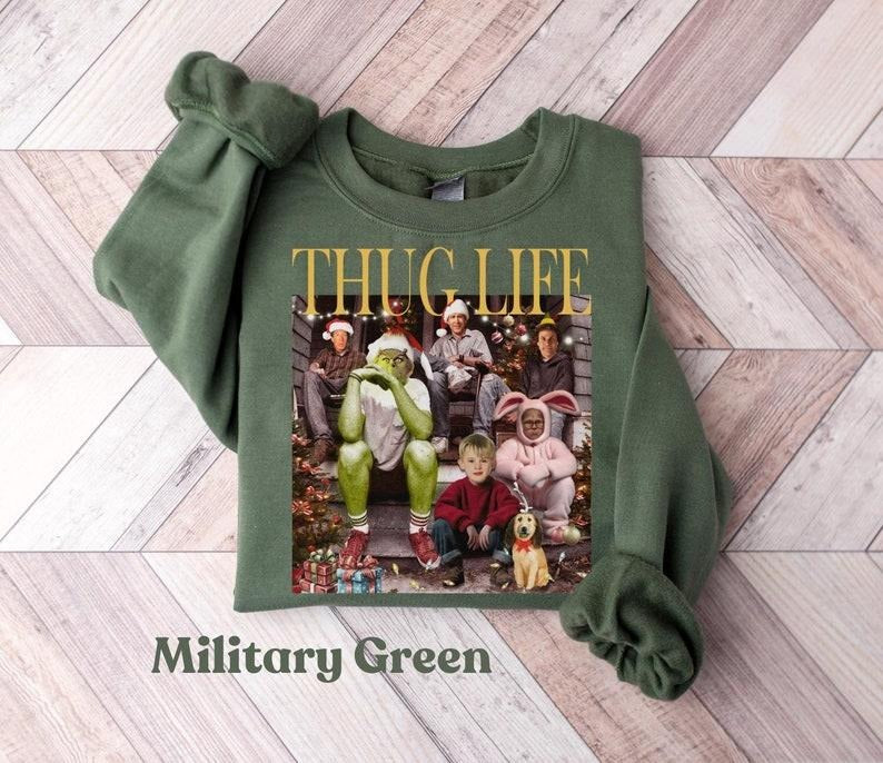 Thug Life Chrisstmas Sweatshirt , Movie Shirt Christmas Friends Shirt , Christmas Gifts for Women Holiday Crewneck Xmas...